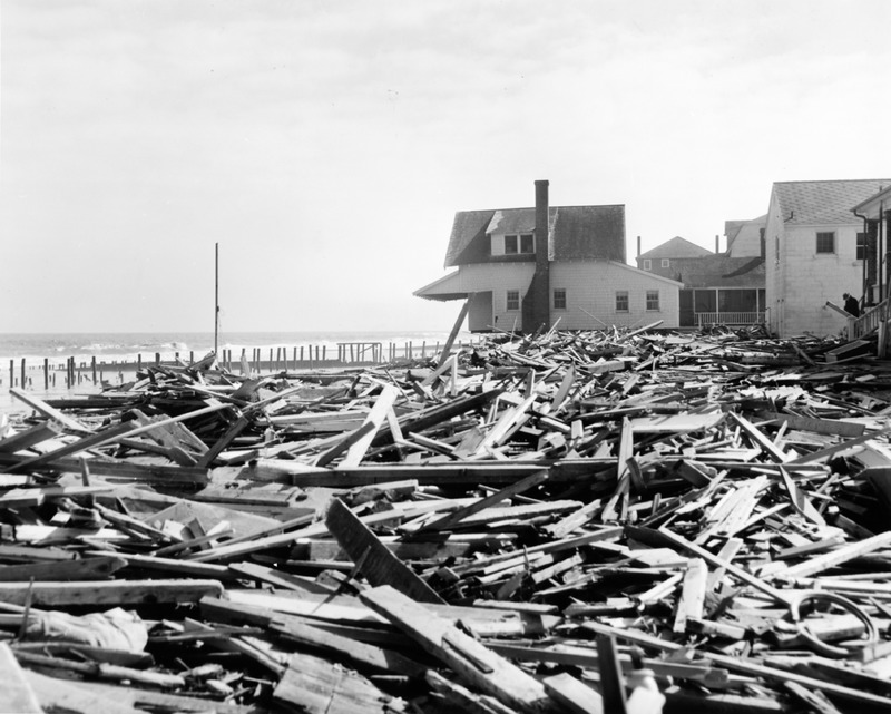 Debris, including wood from The Boardwalk and buildings, is piled up following the storm. SOURCE DELAWARE DEPARTMENT OF TRANSPORTATION